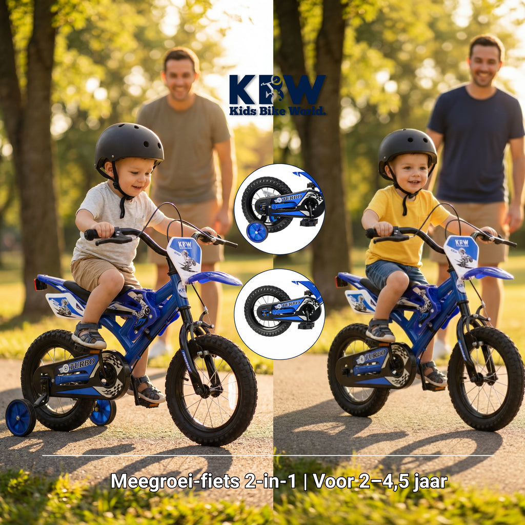 Kinderfiets Crossmotor Blauw 12 Inch – Turbo
