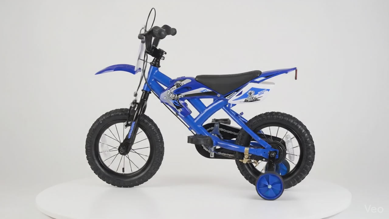 Kinderfiets Crossmotor Blauw 12 Inch – Turbo